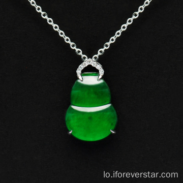 ຄໍາຂາວຂາວ 18K ສີຂາວ jadeite cucurbit pendant